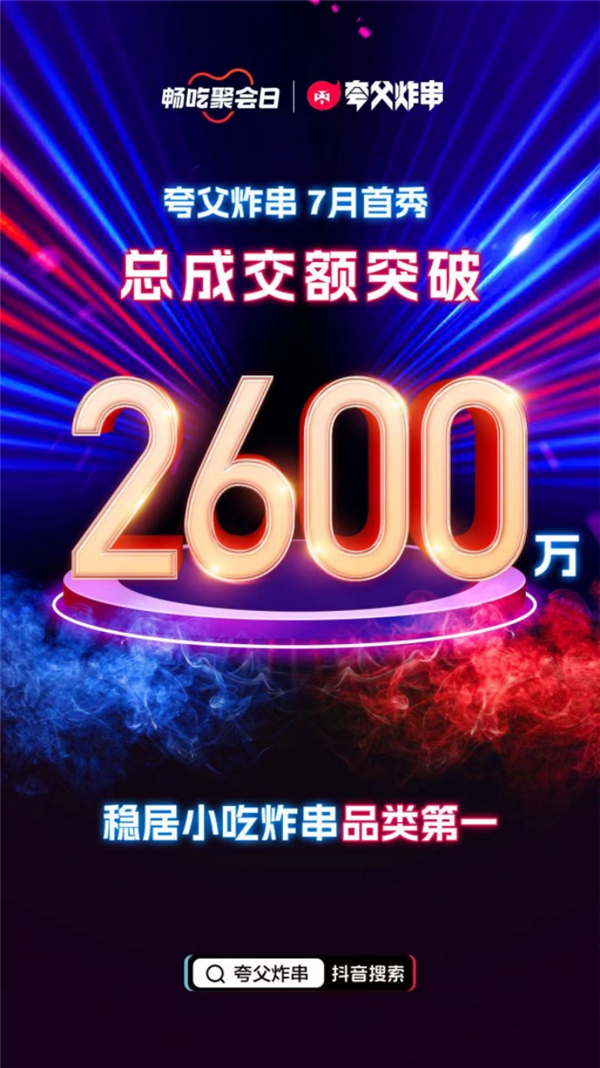 2600萬(wàn)！夸父炸串抖音全國(guó)首播刷新品類(lèi)成交額記錄|餐飲界