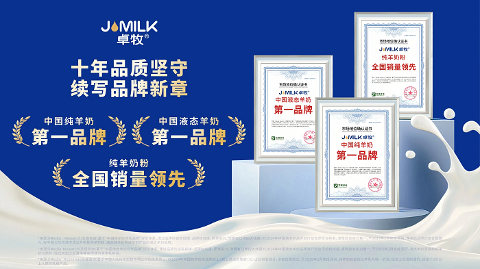三冠加冕！卓牧乳業(yè)包攬羊奶品類三大市場(chǎng)地位確認(rèn)，彰顯國民乳企硬核實(shí)力